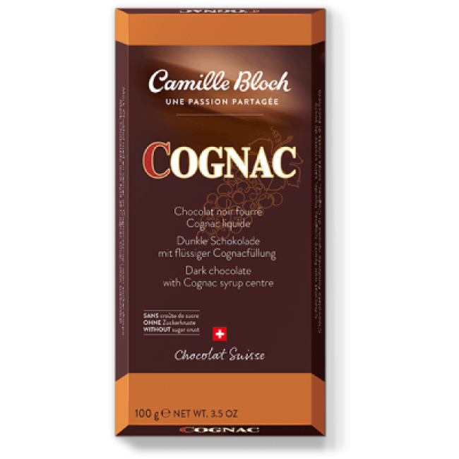 Cognac Noir sans croûte de sucre, chocolat Camille Bloch