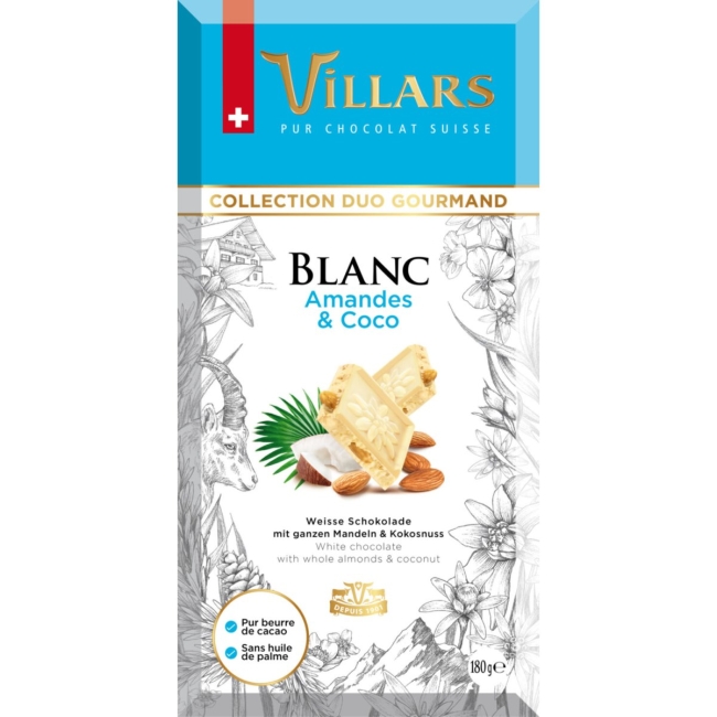 Chocolat blanc Villars Amandes-Coco